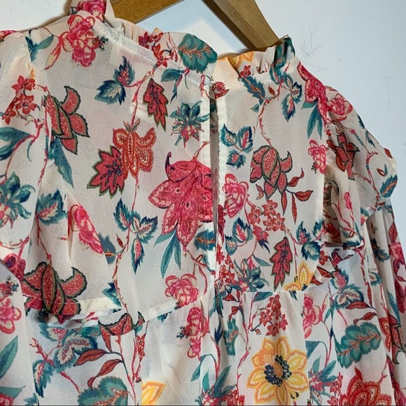EUC Flying Tomato Floral Print Ruffle Trim Blouse - Picture 5 of 6